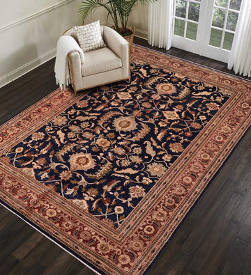 handmade Traditional Kafkaz Chobi Ziegler Blue Rust Hand Knotted RECTANGLE 100% WOOL area rug 13 x 16